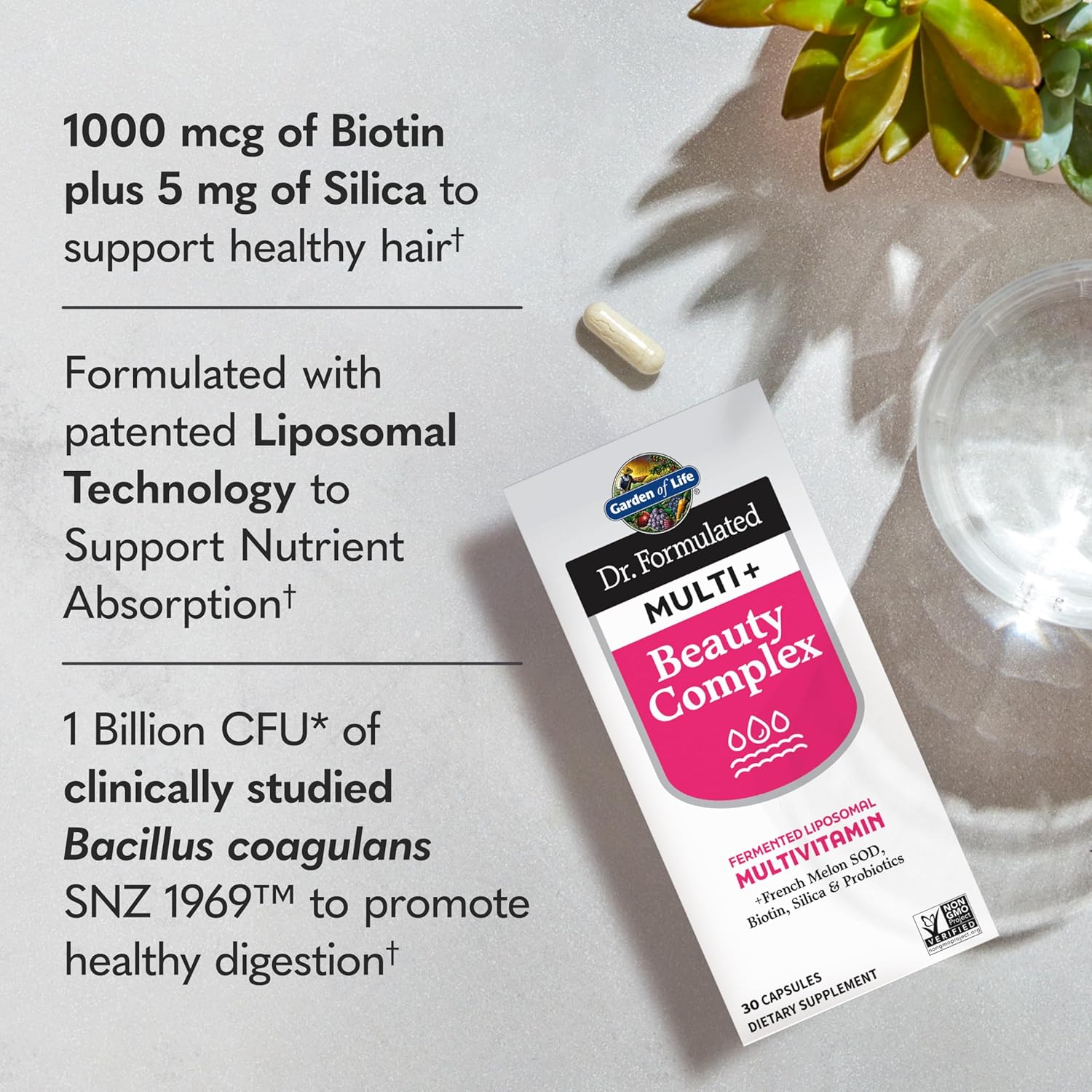 Amazon.com: Garden of Life Dr Formulated Multi+ Beauty Complex Fermented Liposomal…: Infographics