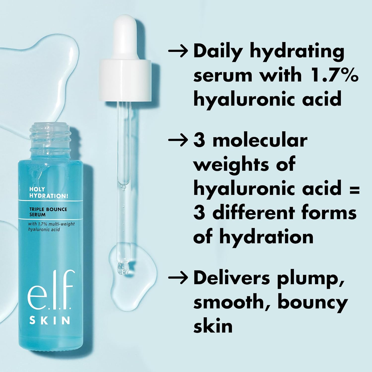 Amazon.com: e.l.f. SKIN Holy Hydration! Triple Bounce Serum: Infographics