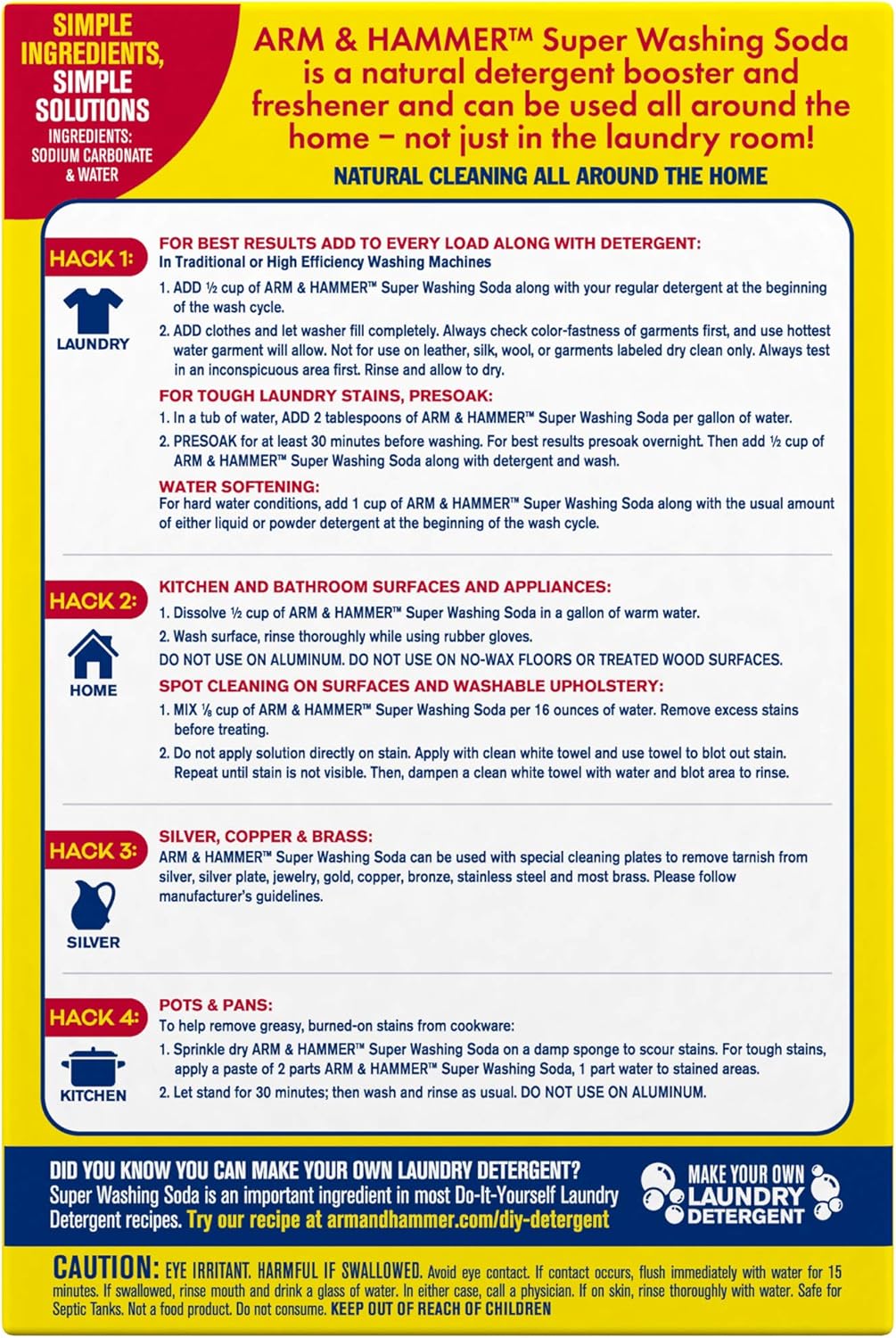 Amazon.com: ARM & HAMMER Super Washing Soda Household Cleaner and Laundry Booster: Infographics
