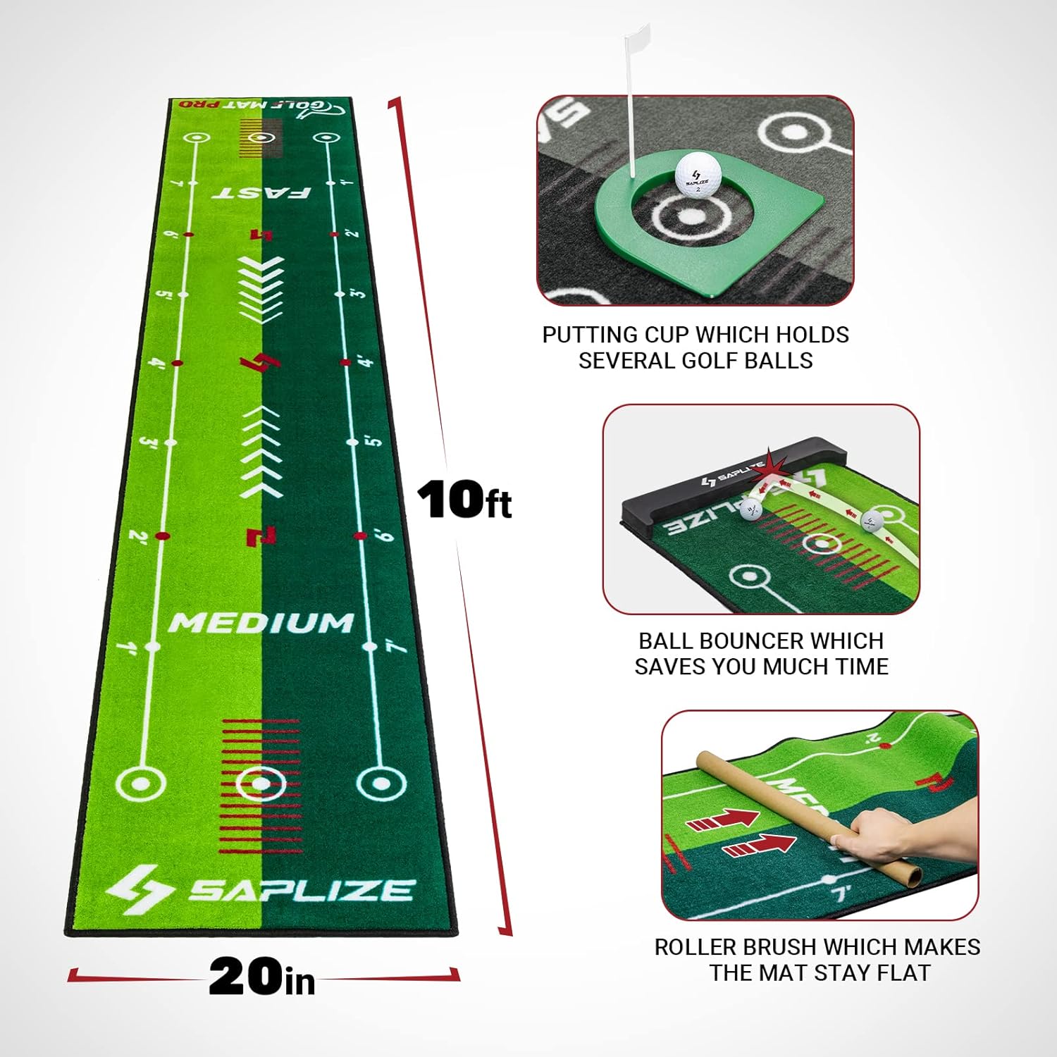 Amazon.com : SAPLIZE Two-Speed Golf Practice Mat with Alignment Mirror: Infographics