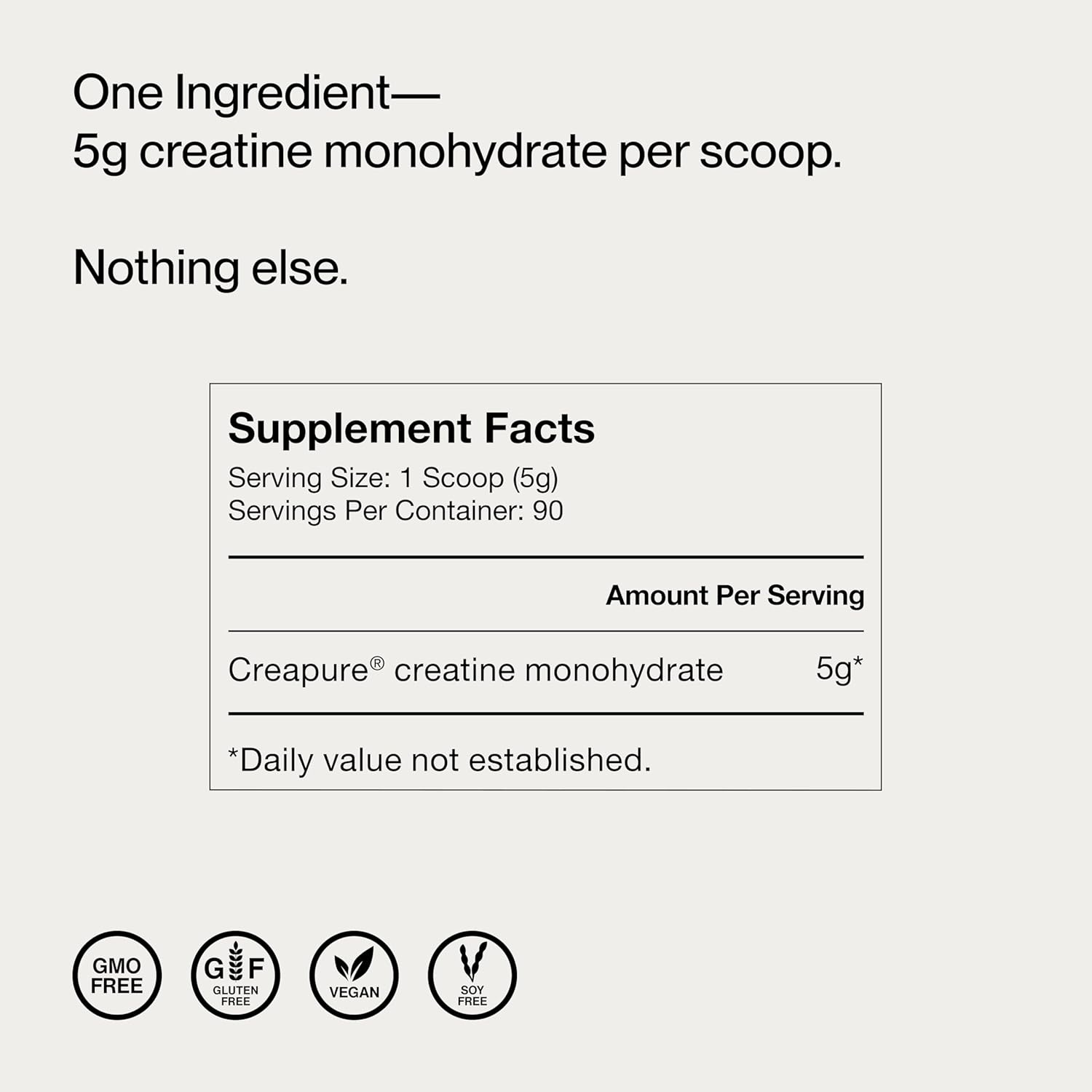 Highlights the product's purity with a single ingredient and provides detailed supplement information along with certifications to build trust and transparency.