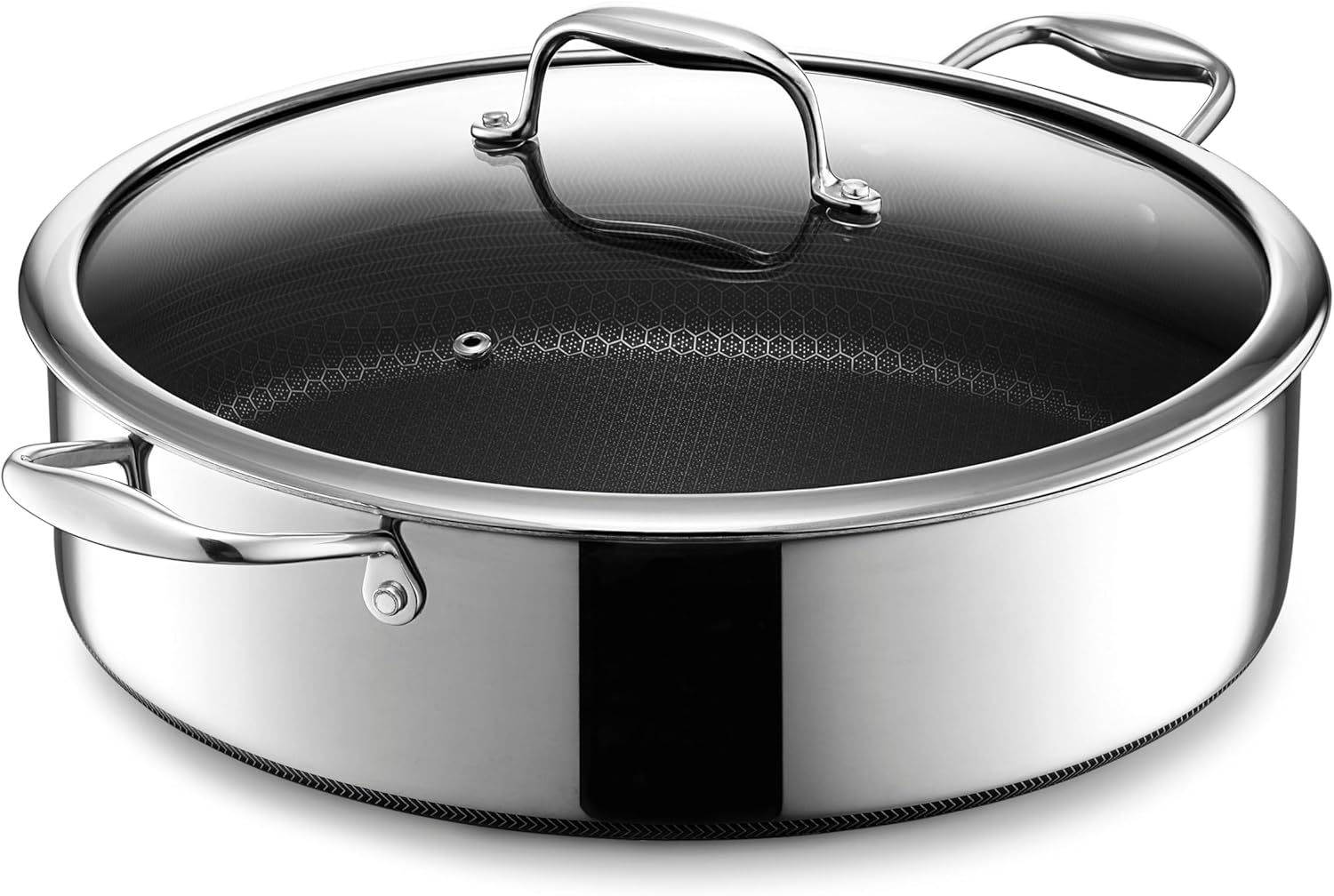 HexClad Hybrid Nonstick 7-Quart Sauté Pan with Tempered Glass Lid: Infographics