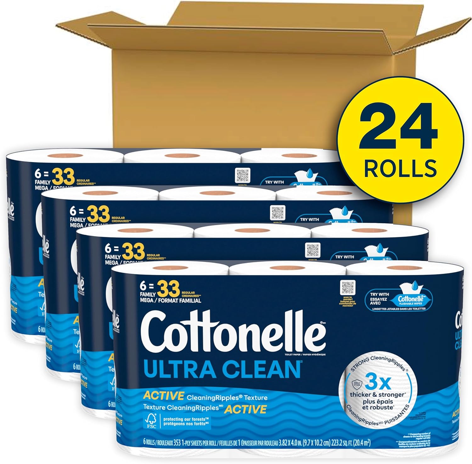 Cottonelle Ultra Clean Toilet Paper with Active CleaningRipples Texture: Infographics