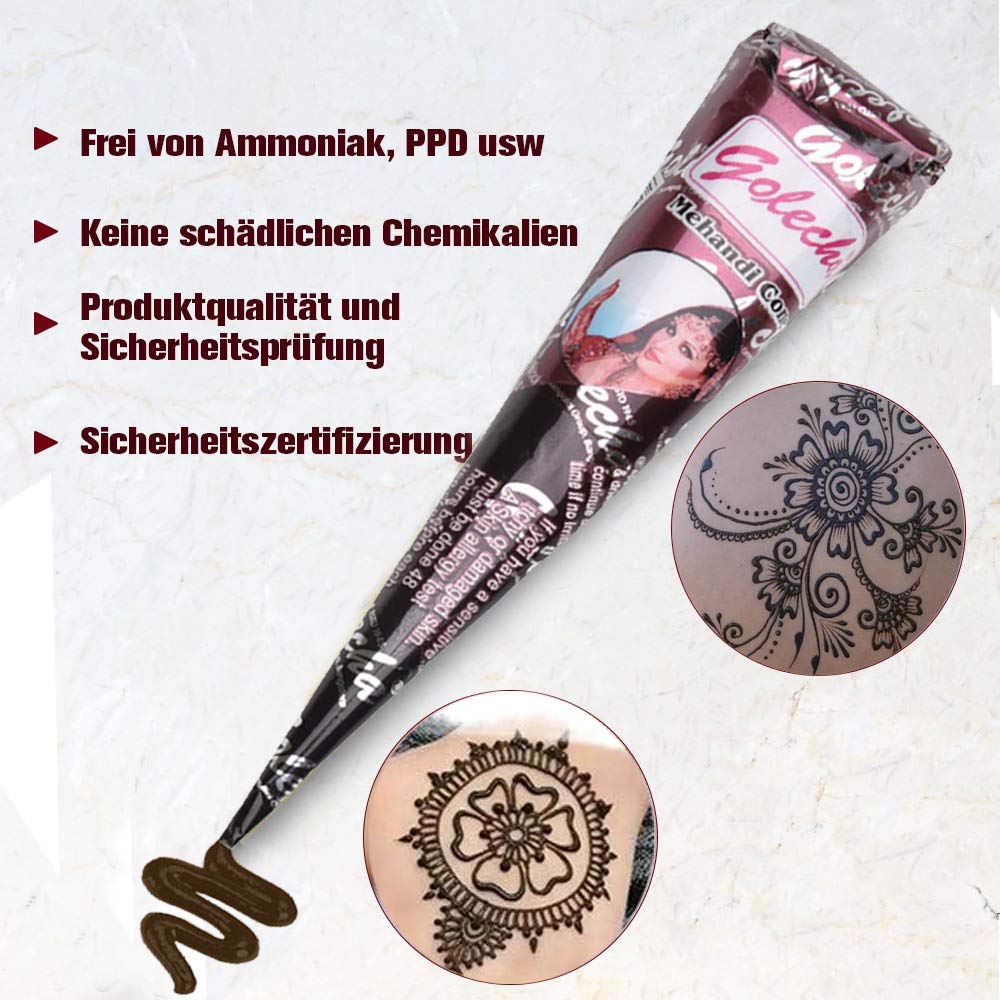 Golecha 100% Natural Henna Paste Cones (Red–Brown) No Mix: Infographics
