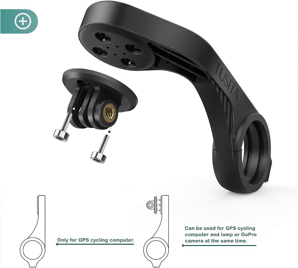 TUSITA Out Front Mount Compatible with Garmin Edge GPS Bike Computer: Infographics