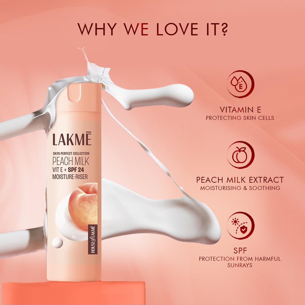 LAKMÉ Peach Milk Ceramide Lotion Moisturizer with SPF 24 & Hyaluronic for Intense…: Multi Feature / Benefit Secondary Images
