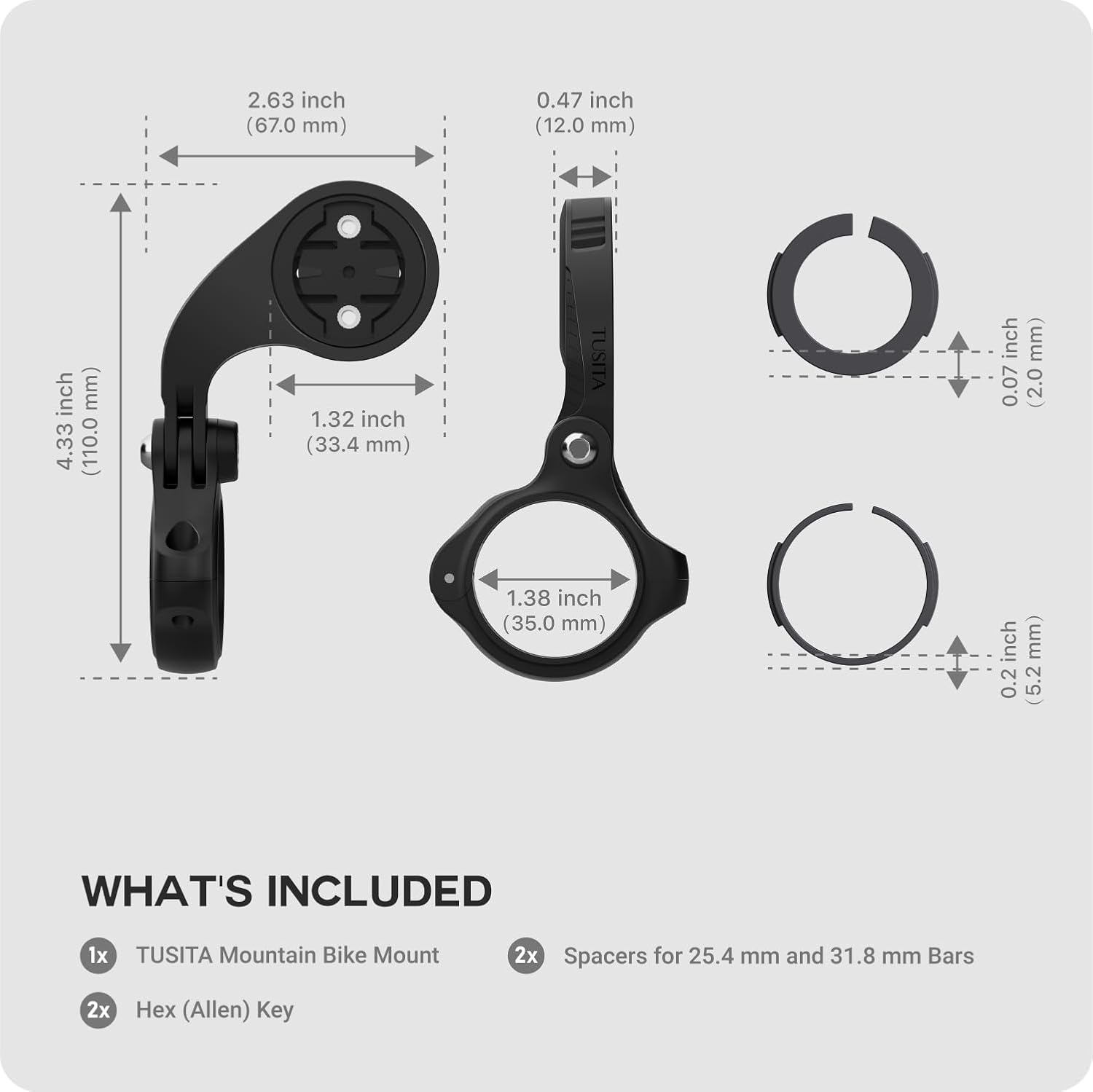 TUSITA 010-12563-02 Edge Mountain Bike Mount Compatible with Garmin Bike GPS Computer: Inclusions Secondary Images