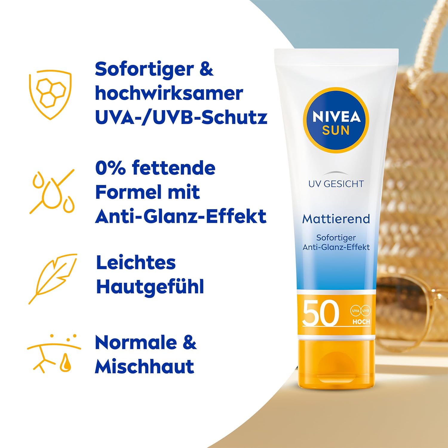 NIVEA SUN UV Face Mattifying Sun Protection SPF 50 (50 ml): Single Feature / Benefit Secondary Images