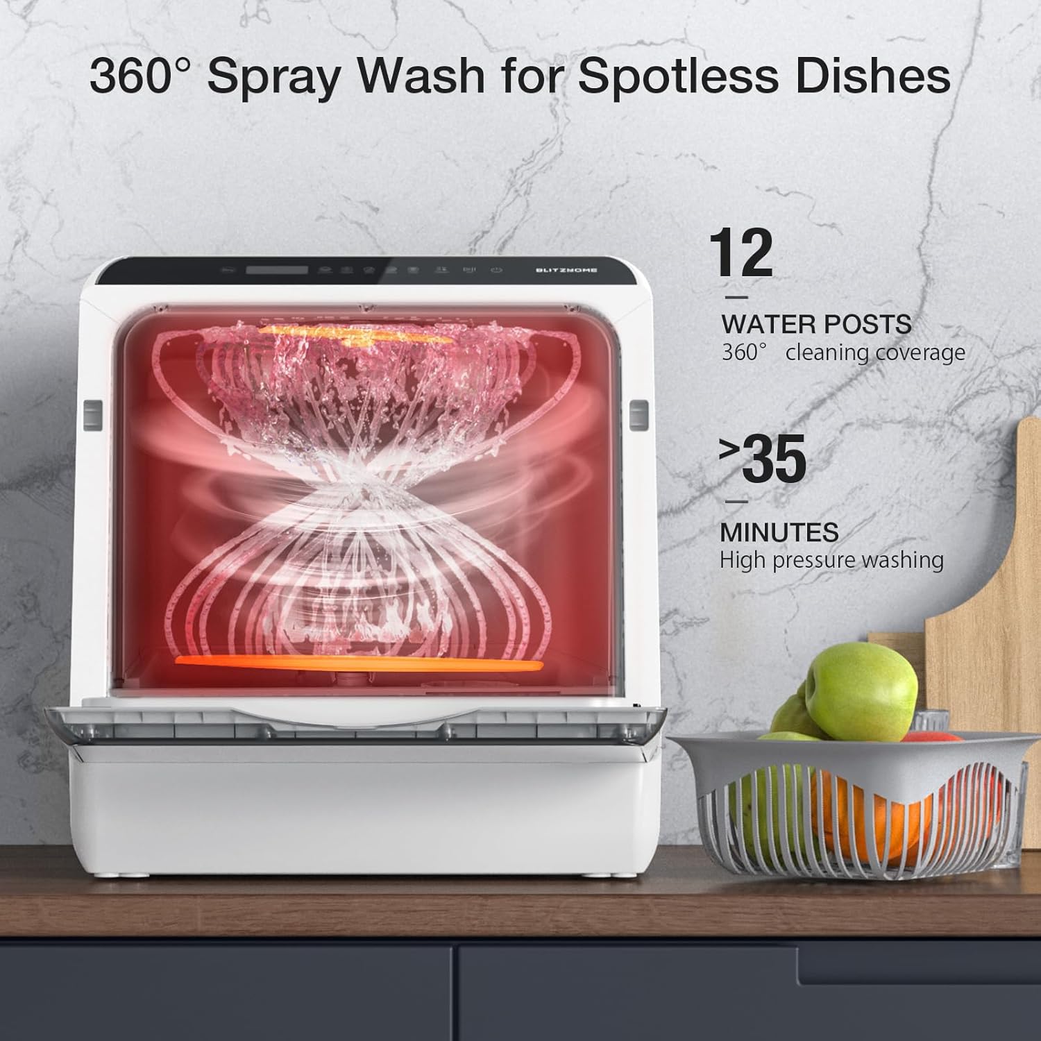 BLITZHOME Portable Dishwasher Countertop: Single Feature / Benefit Secondary Images