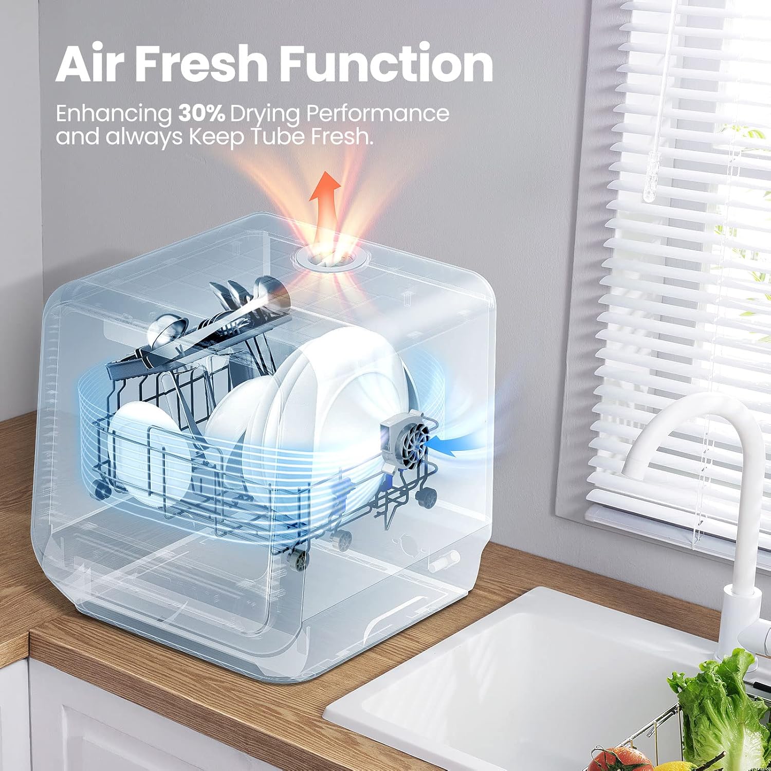 COMFEE' Portable Mini Dishwasher Countertop with 5L Built-in Water Tank for Apartments&…: Single Feature / Benefit Secondary Images