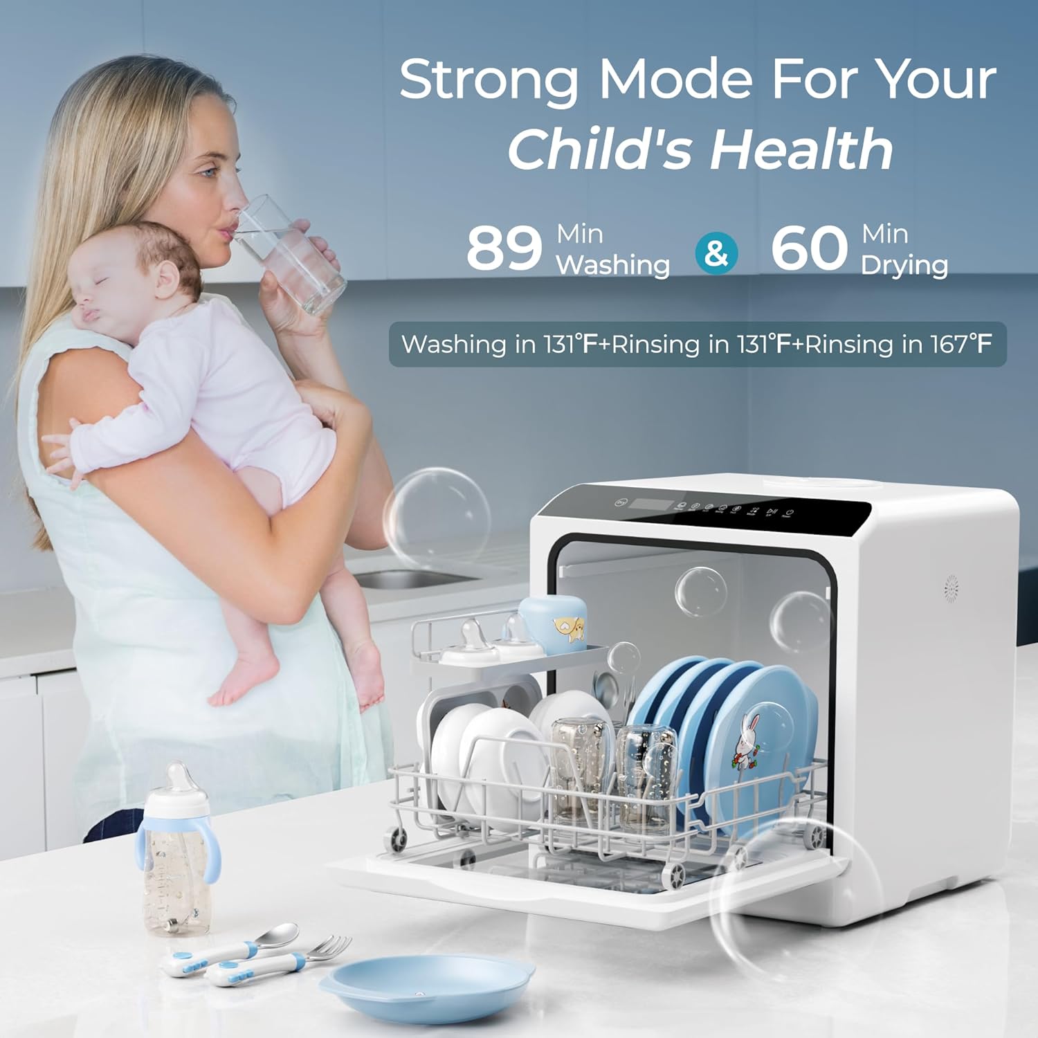 EUHOMY Mini Portable Dishwasher Countertop Compact Dishwashers: Single Feature / Benefit Secondary Images