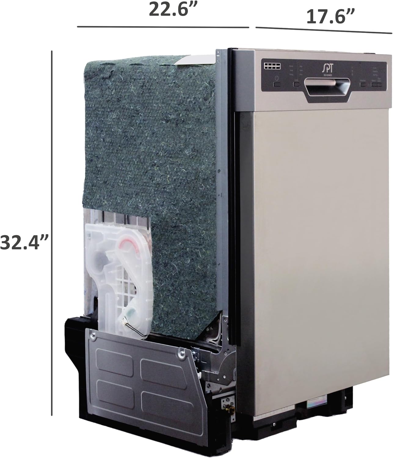 SPT SD-9254SSA 18″ Wide Built-In Stainless Steel Dishwasher w/Heated Drying: Sizing Secondary Images
