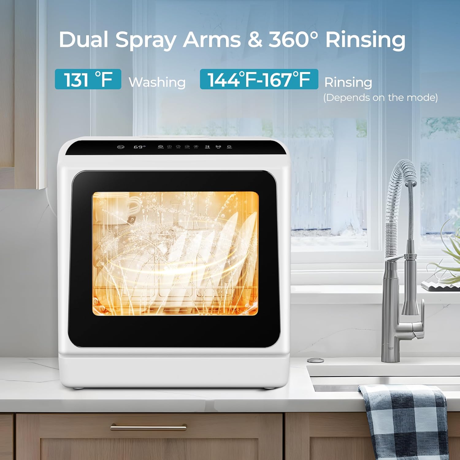 EUHOMY Mini Portable Dishwasher Countertop Compact Dishwashers: Single Feature / Benefit Secondary Images