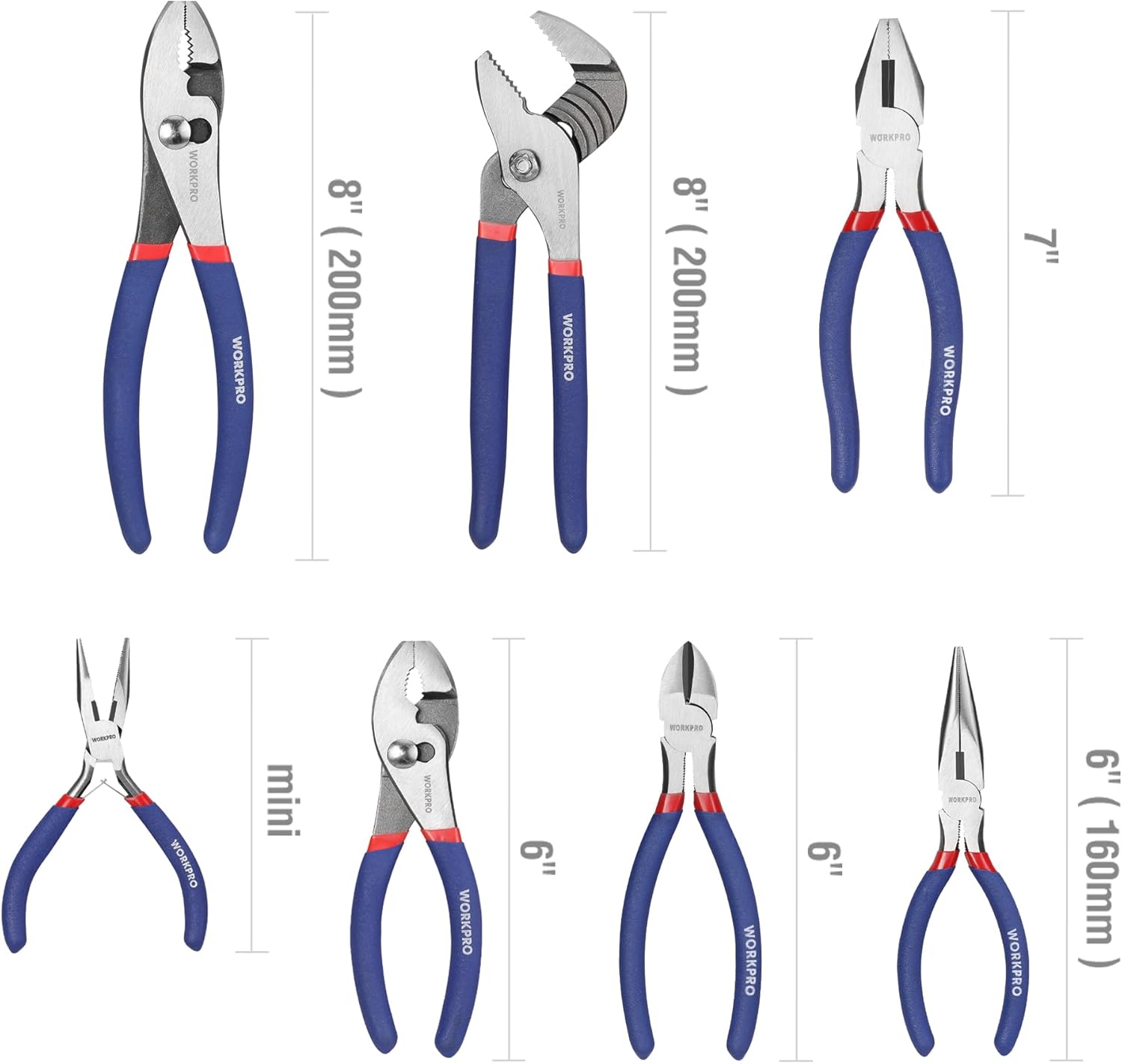 7-piece WORKPRO Pliers Set with Groove Joint: Product Anatomy Secondary Images