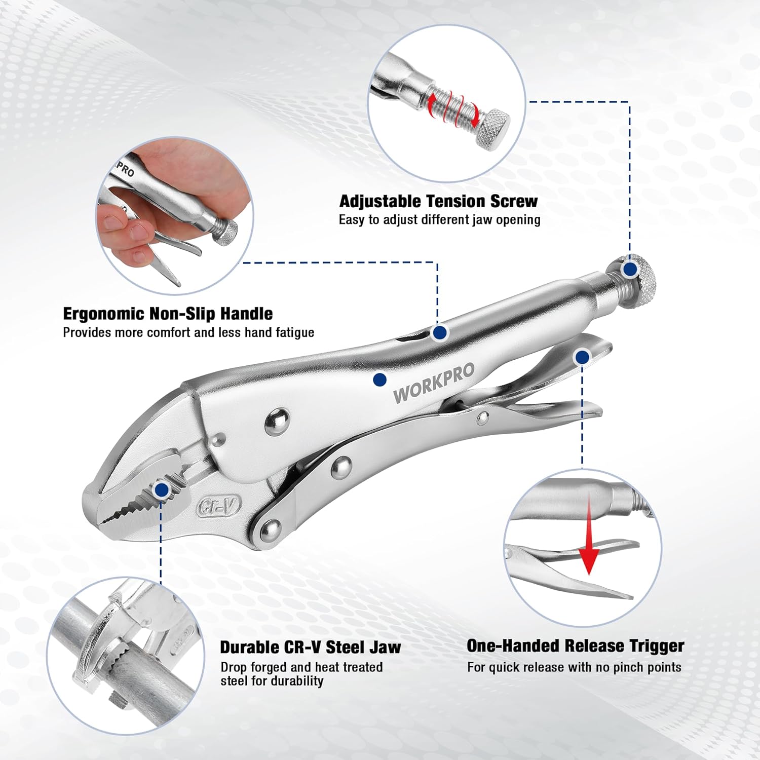 Infographics for WORKPRO 5-Piece Locking Pliers Set