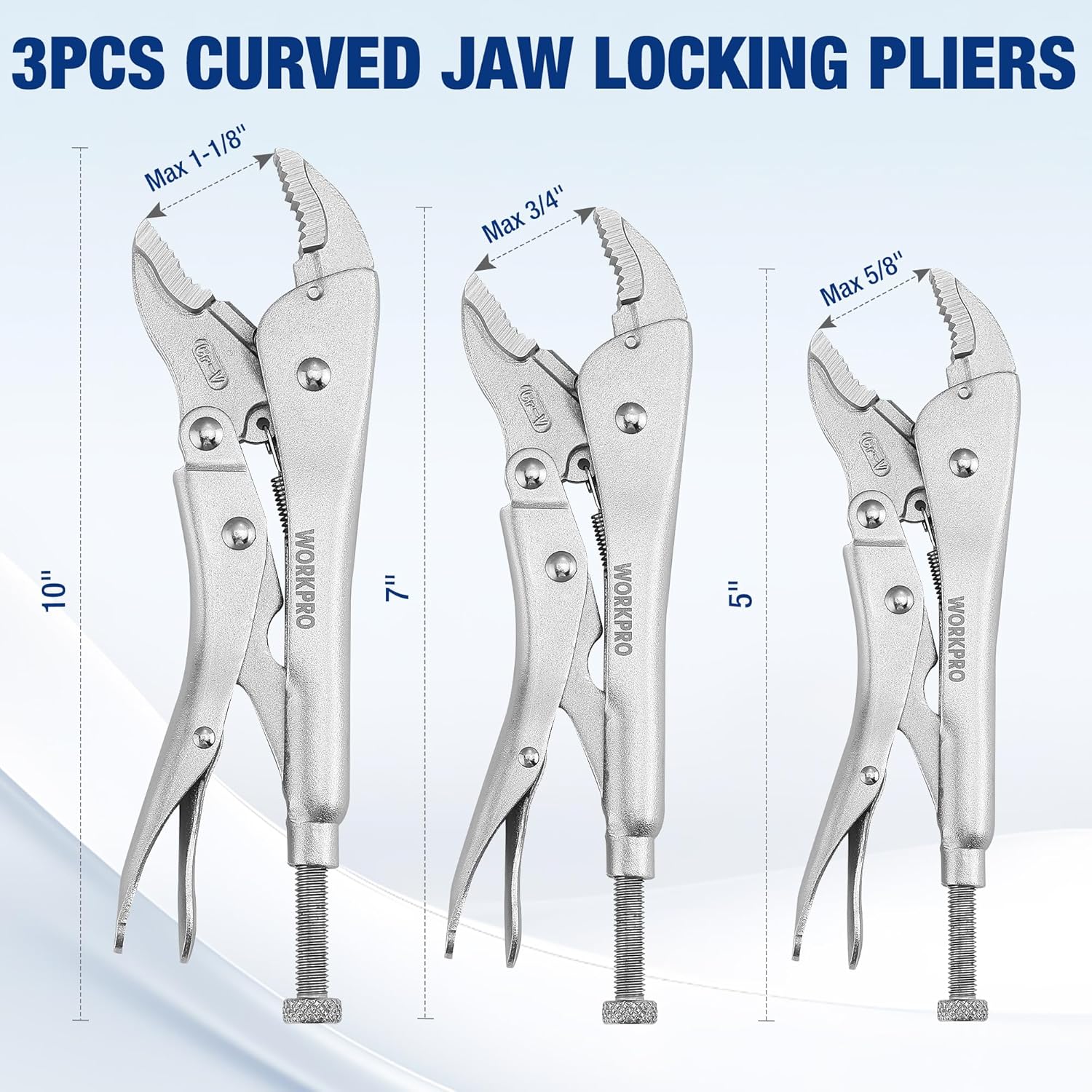 Infographics for WORKPRO 5-Piece Locking Pliers Set