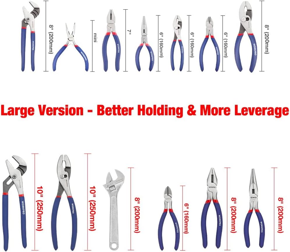 Infographics for WORKPRO Large Pliers & Wrench Set 6-Piece (10" Water Pump