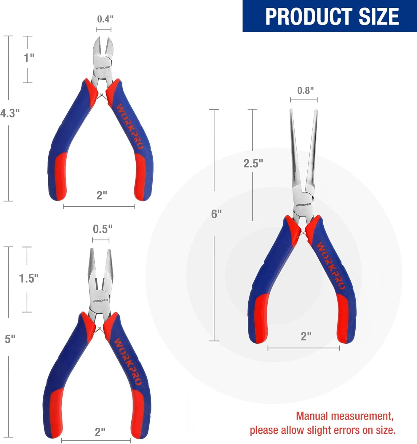WORKPRO Mini Pliers Set: Sizing Secondary Images