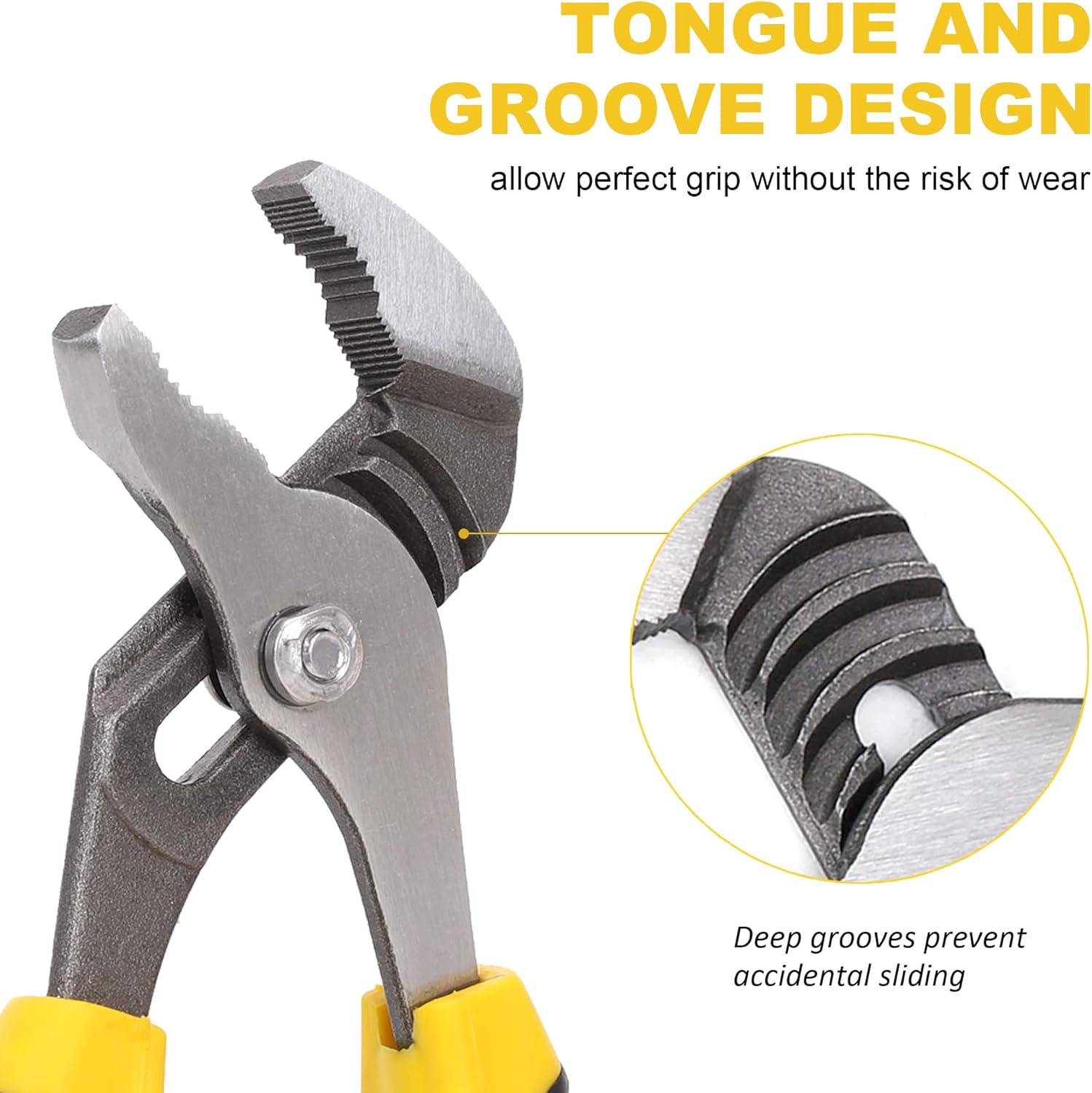 TOPLINE 4-piece Groove Joint Pliers Set with Bi-Material Handles: Product Anatomy Secondary Images