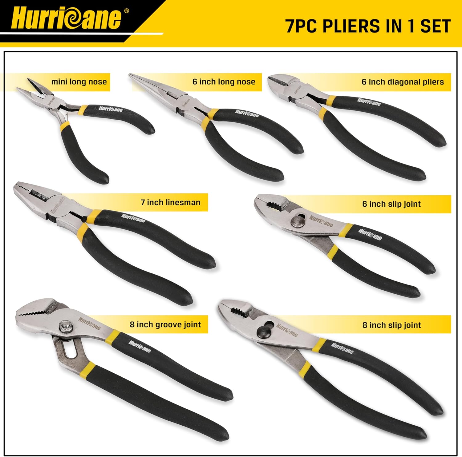 Infographics for HURRICANE 7-Piece Pliers Set