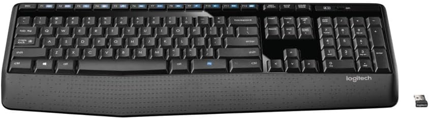 Highlights the keyboard's wireless connectivity and ergonomic design for comfortable, cable-free usage.