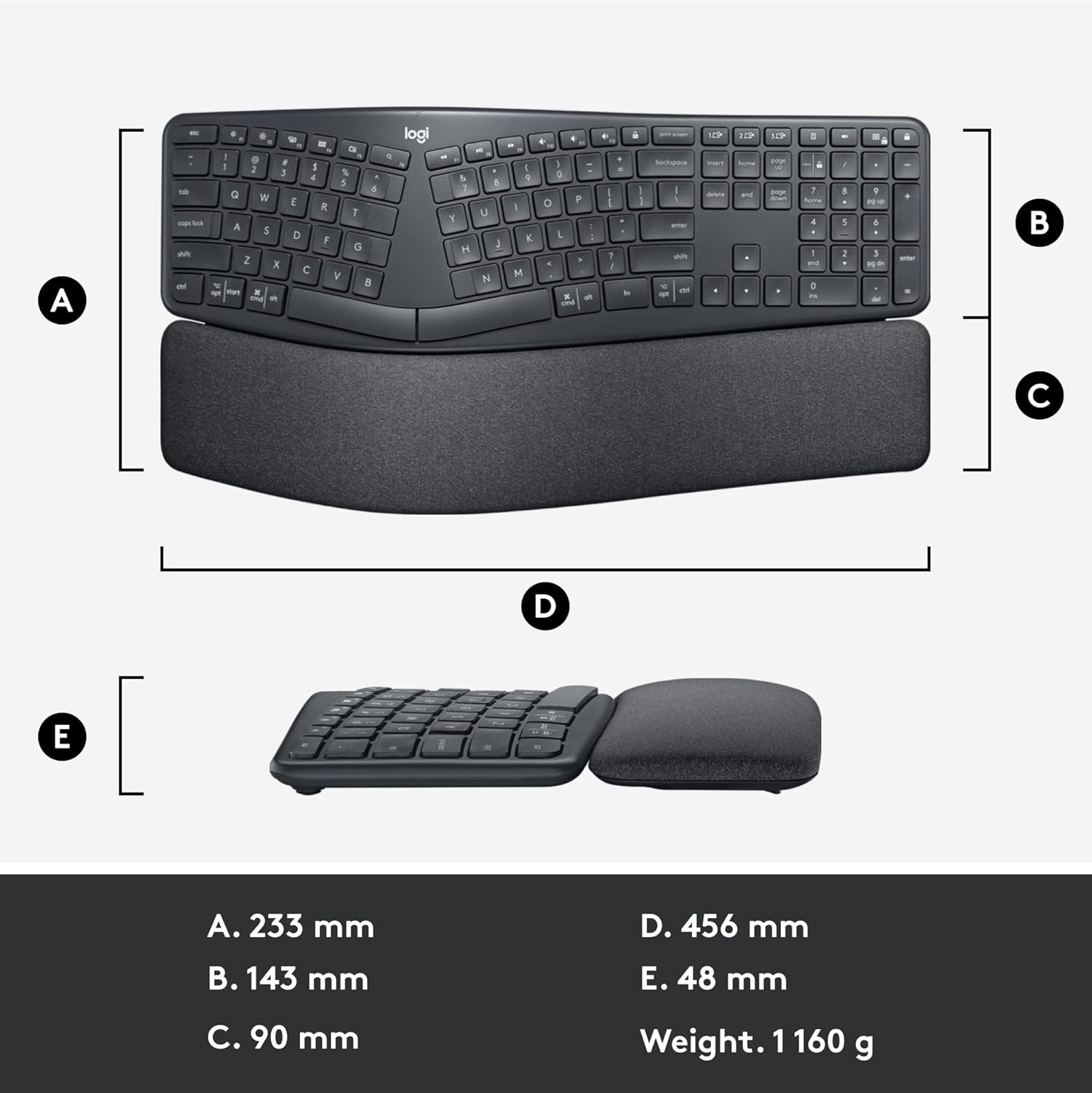 Provides the exact dimensions and weight of the keyboard to help shoppers understand its physical size and portability.