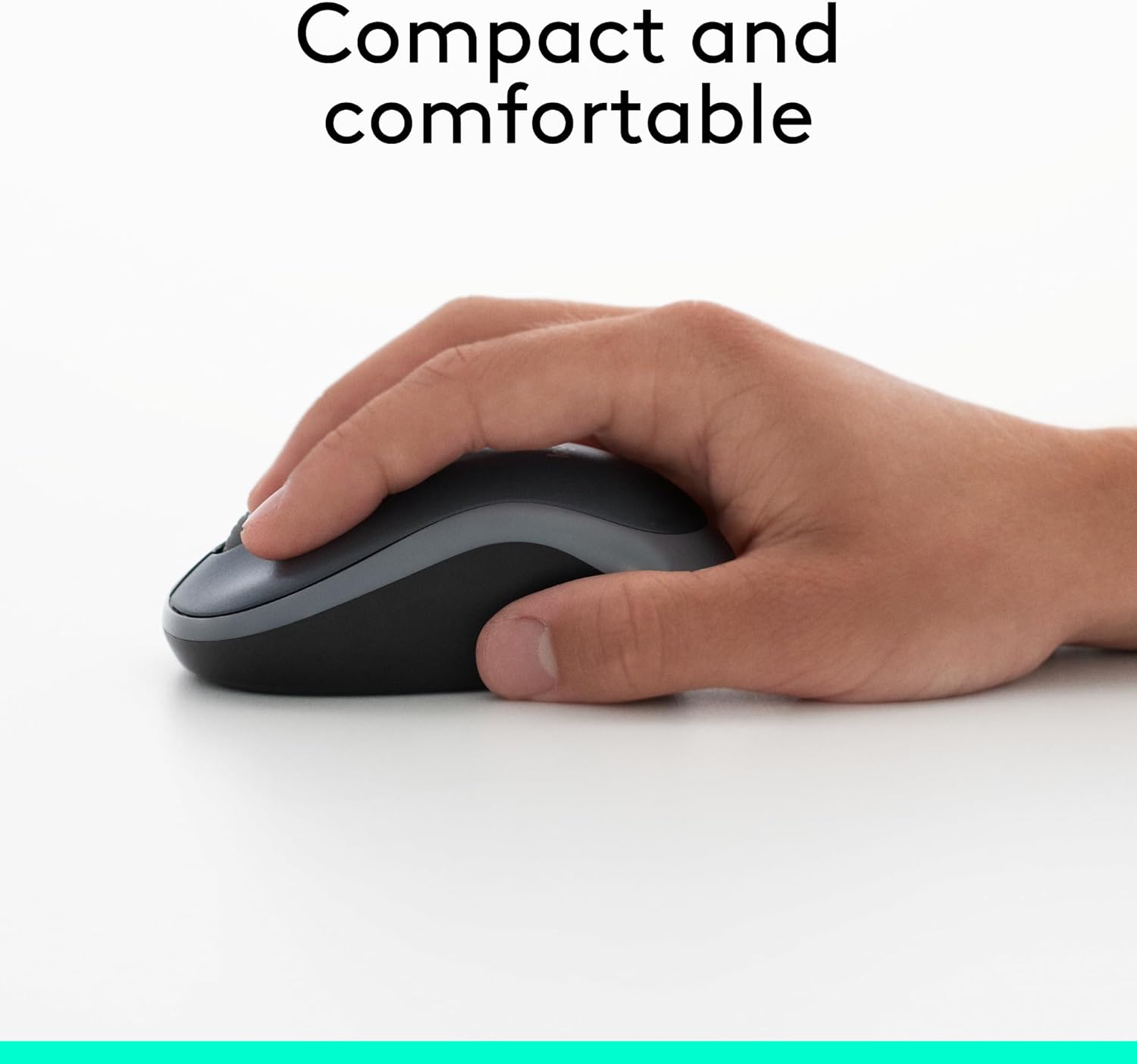 Highlights the compact size and ergonomic comfort of the product, likely a computer mouse, to show its portability and ease of use.