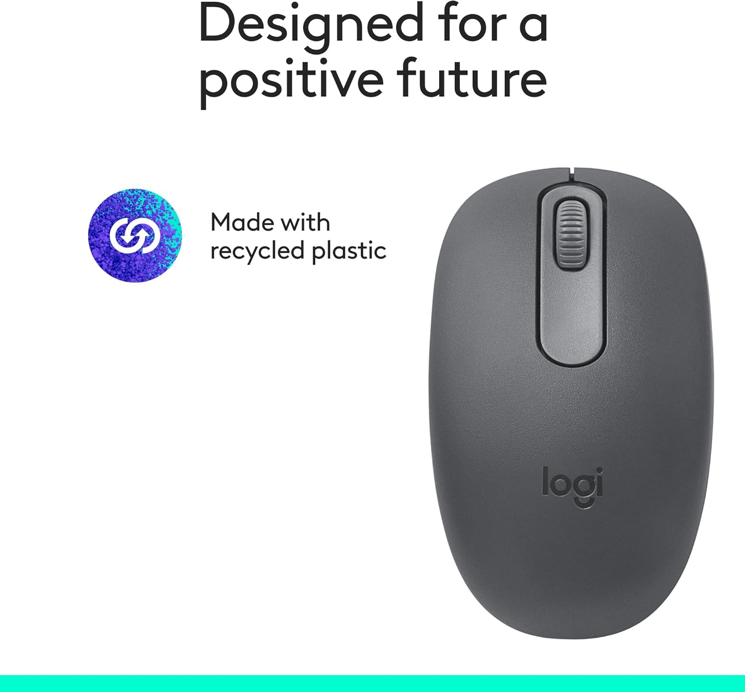 Highlights that the product is made with recycled plastic, positioning it as an environmentally conscious choice.
