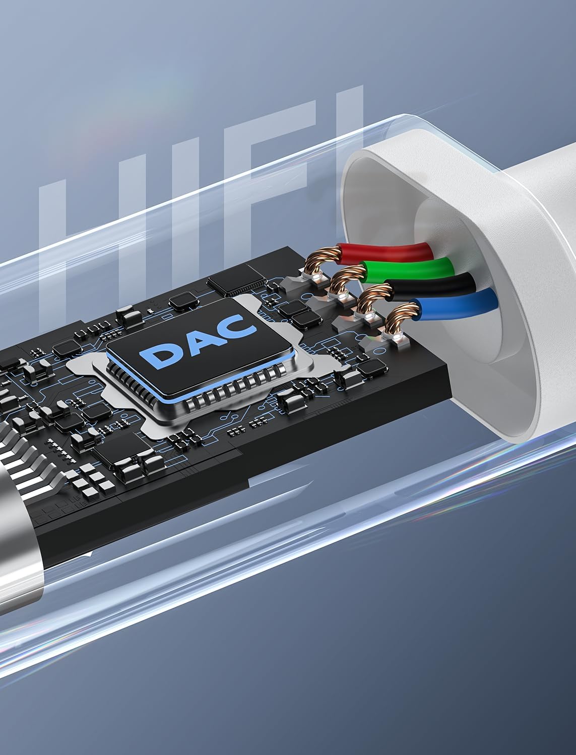 Highlights the product's DAC component, likely emphasizing its role in delivering high-quality audio output.