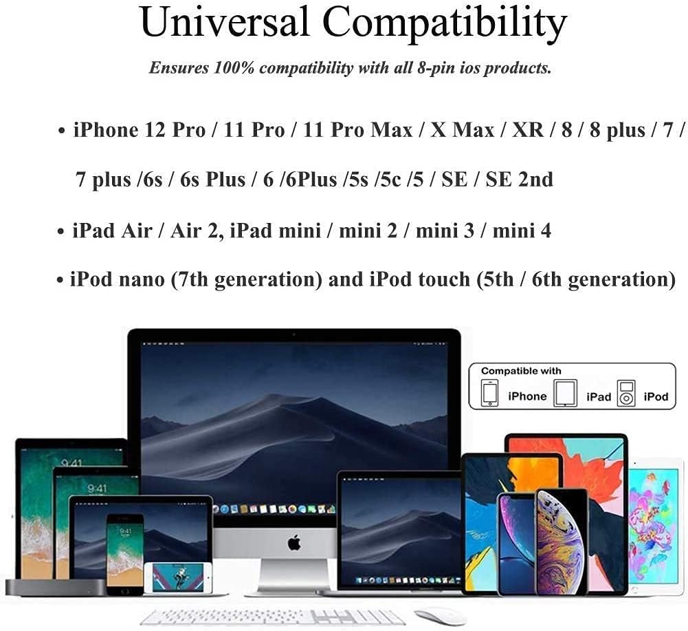 Demonstrates the product's compatibility with a wide range of iPhone, iPad, and iPod models to reassure customers that it will work seamlessly with their existing Apple devices.
