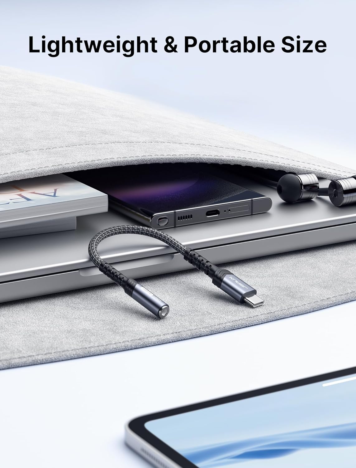 Highlights the product's compact and lightweight design, making it easy to carry and travel with.