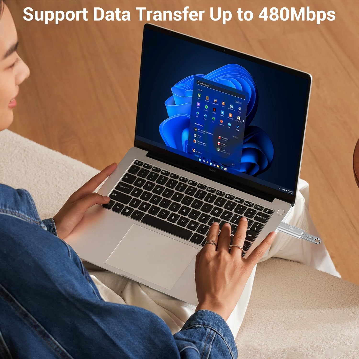Highlights the product's high data transfer speed of 480Mbps to showcase its performance capability.
