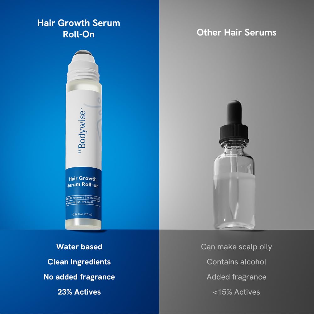 Compares the product's hair growth serum to other serums, highlighting its cleaner formulation, lack of oily or alcohol ingredients, and higher concentration of active ingredients to demonstrate its…