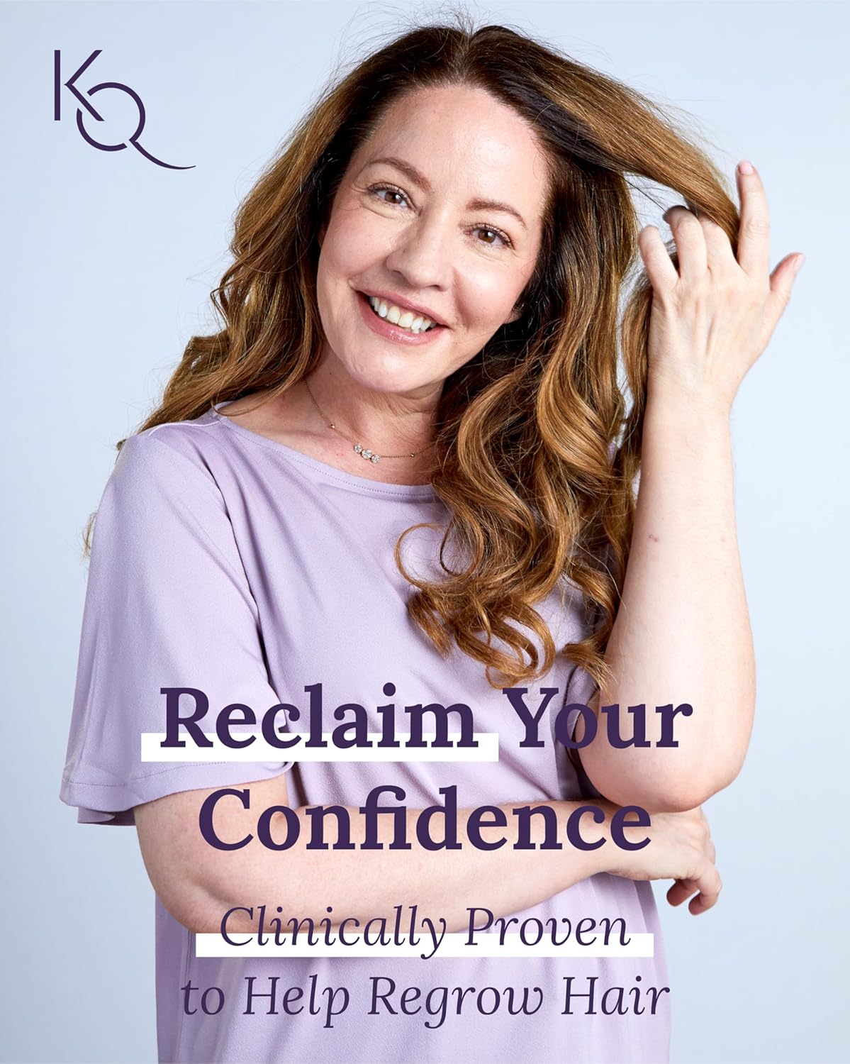 Highlights the product's clinically proven ability to help regrow hair and reclaim confidence.