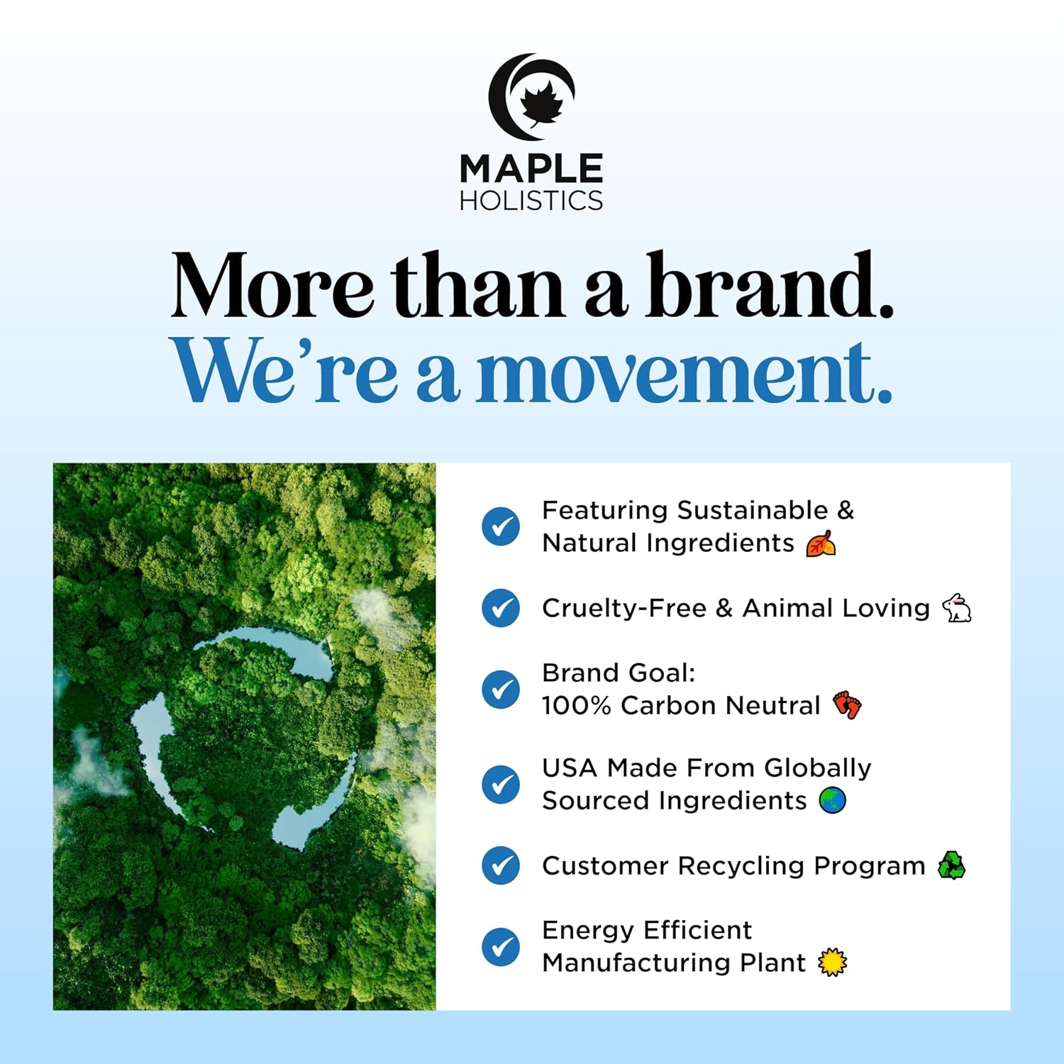 Emphasizes the brand's mission and values around sustainability, ethical sourcing, and environmental responsibility.