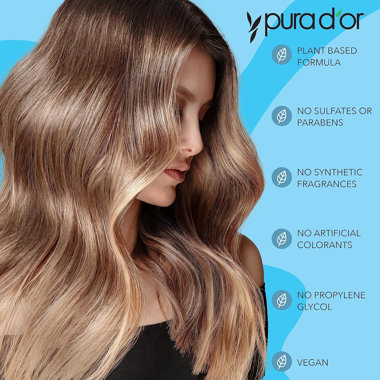 Highlights the product's natural, plant-based ingredients and lack of harsh chemicals to appeal to customers seeking clean, vegan hair care products.