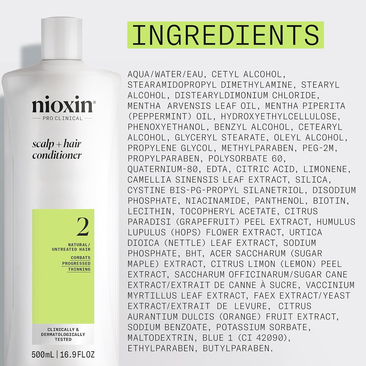 Provides transparency by listing all the ingredients contained in the hair conditioner product.