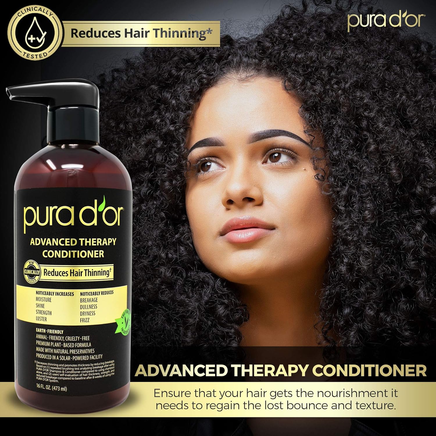 Highlights the key benefit of reducing hair thinning to appeal to customers concerned about hair loss or thinning.