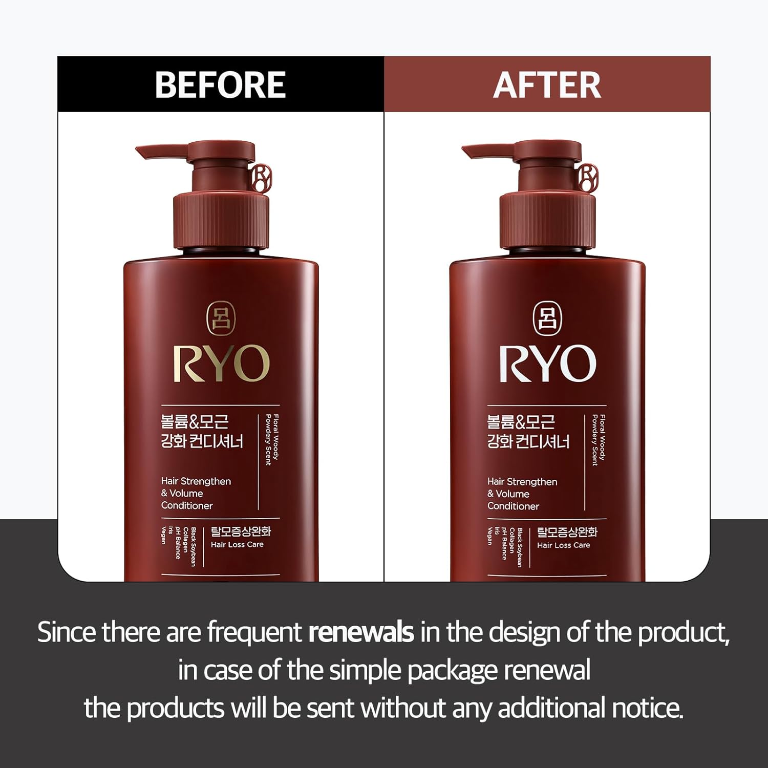 Visually demonstrates the product's effectiveness in strengthening and adding volume to hair by showing a before and after comparison.