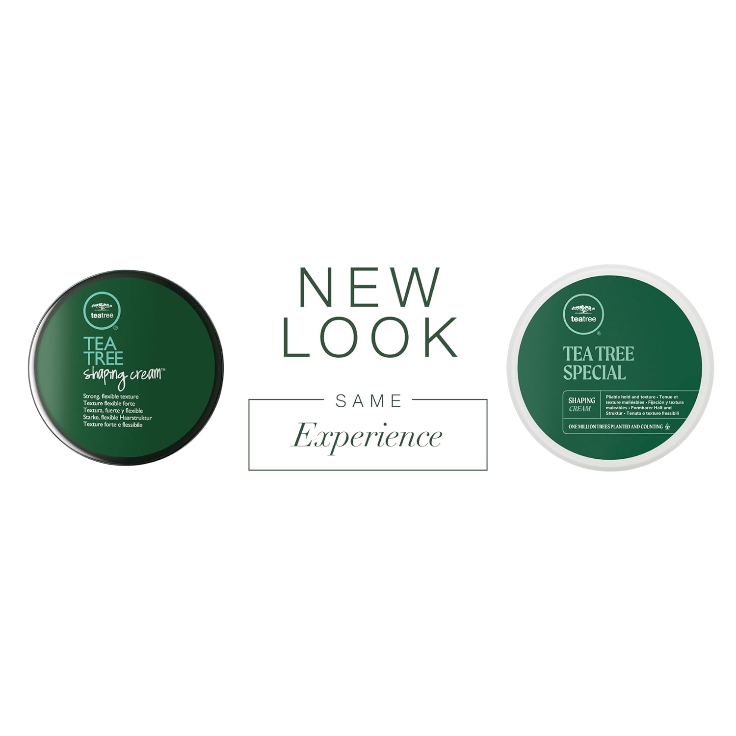 Highlights the new packaging design for the Tea Tree product line while reassuring customers that the product experience remains the same.