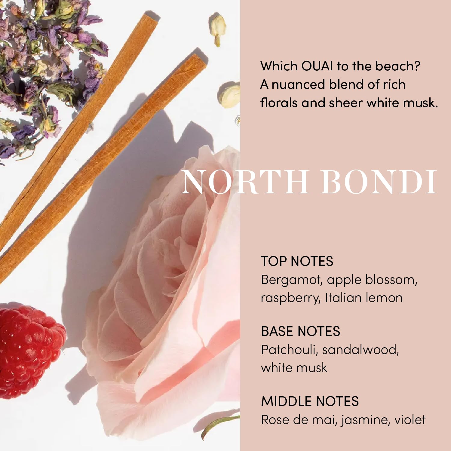 Highlights the key fragrance notes and scent profile of the North Bondi perfume product.
