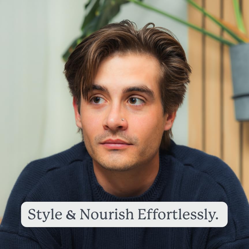 Builds trust and emotional connection by featuring a quote or endorsement from a real user about the product's ability to style and nourish hair effortlessly.