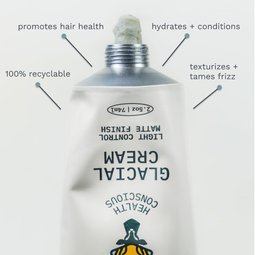 Highlights multiple benefits of the hair product, including promoting hair health, hydrating and conditioning, texturizing and taming frizz, as well as being 100% recyclable.