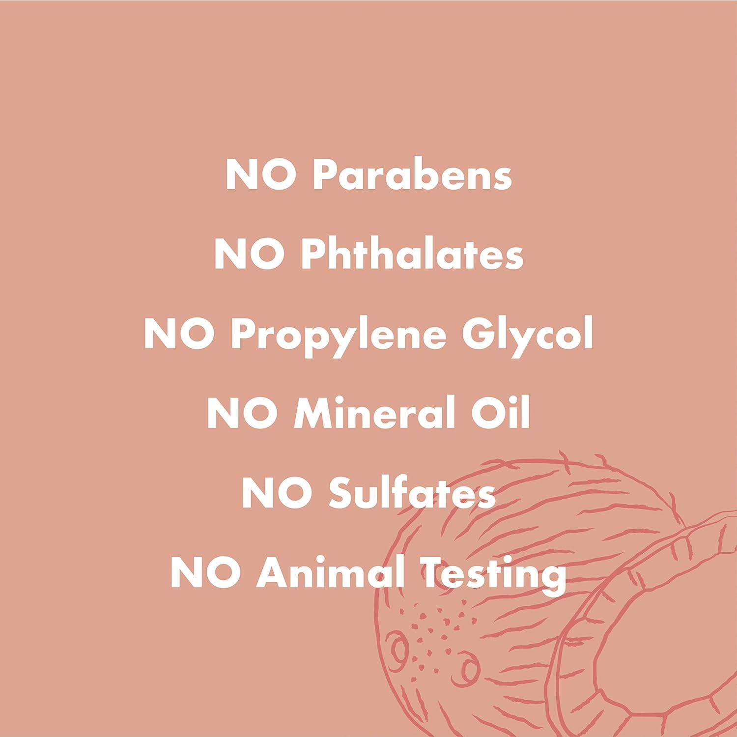 Highlights that the product is free from various harmful chemicals and not tested on animals, reassuring customers about its safety and ethical production.