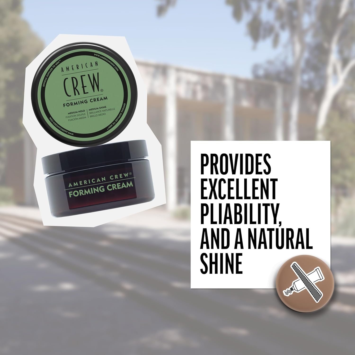 Highlights the key benefits of the forming cream - providing excellent pliability and a natural shine.