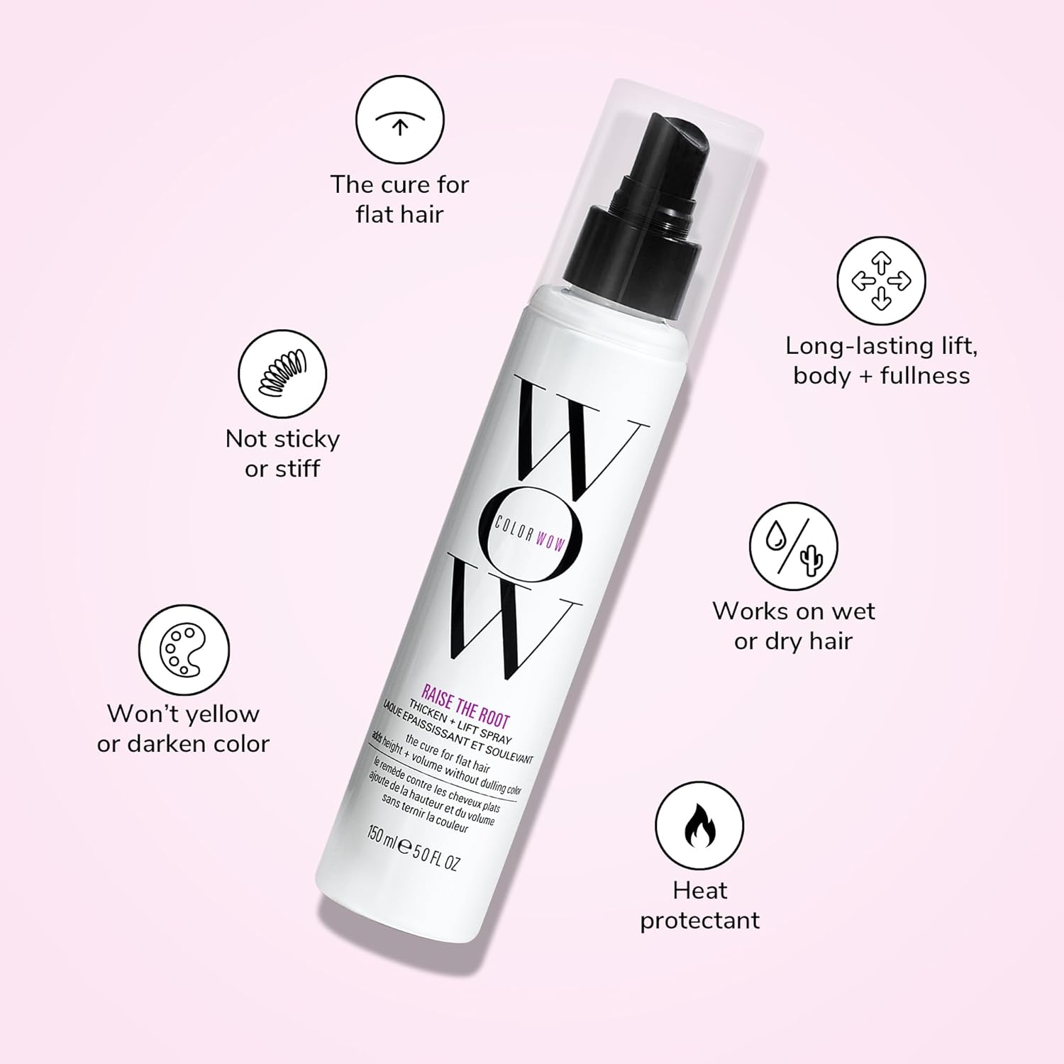 Highlights multiple key features and benefits of the hair product to show its versatility and effectiveness for adding volume and fullness without negative effects.
