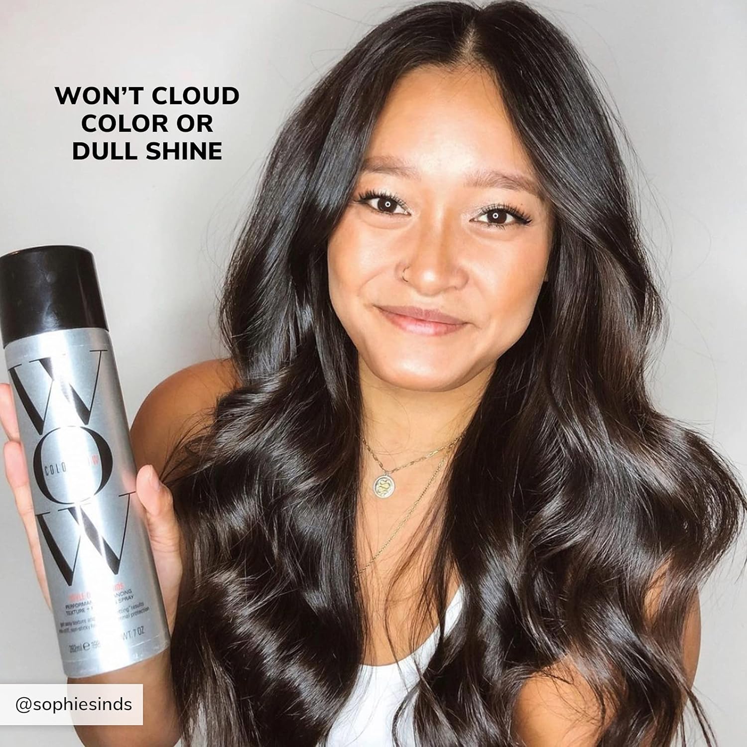 Showcases the product's ability to maintain hair color and shine through a relatable, unpolished customer image.