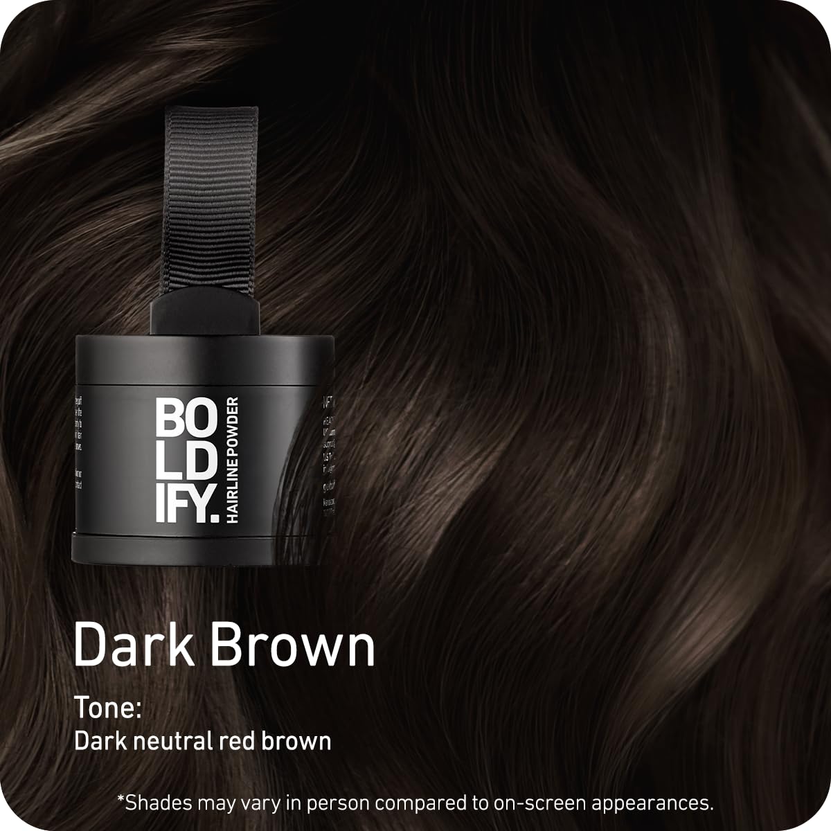 Showcases the specific dark brown hair color shade offered by the product.