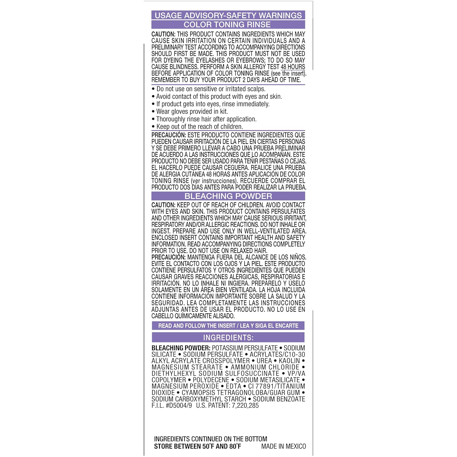 Provides important safety information, warnings, and a list of ingredients to ensure proper and safe usage of the product.