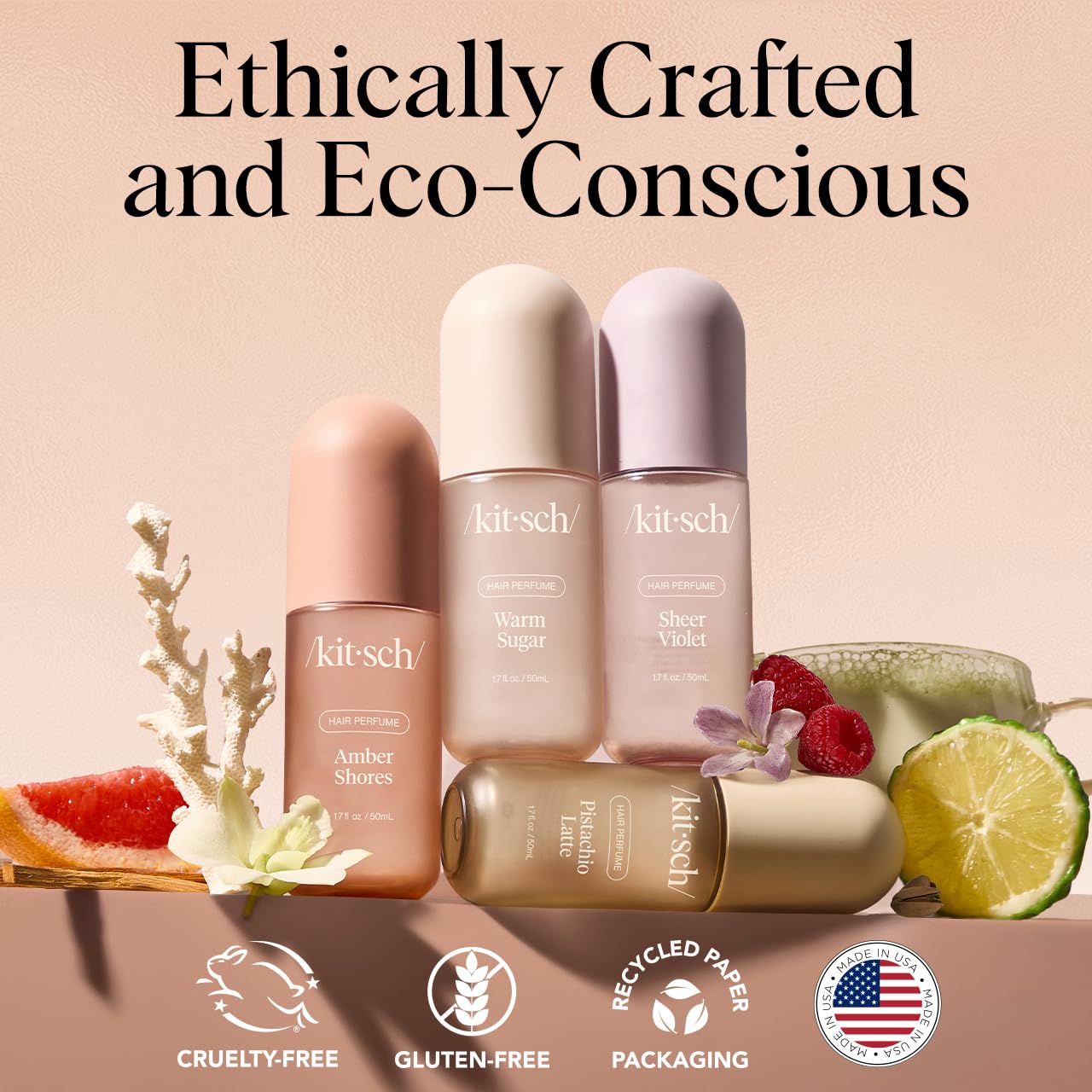 Emphasizes the brand's ethical and eco-friendly values through product imagery and certifications to build trust and appeal to conscious consumers.